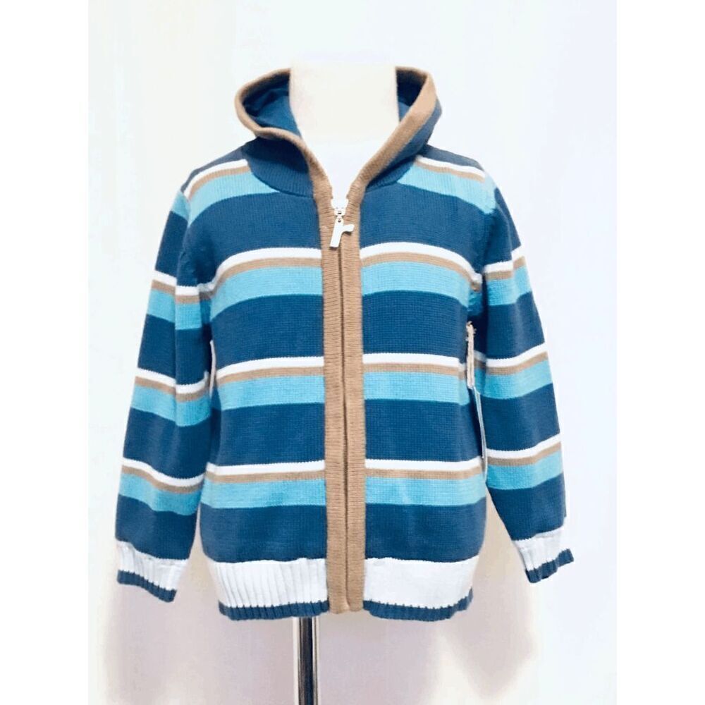NEW rabbit moon Toddler Boys 3 Striped Hooded Sweater Jacket